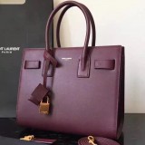 Saint Laurent Baby Sac De Jour Bag In Burgundy Leather