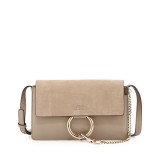 Chloe Faye Small Suede Shoulder Bag Gray